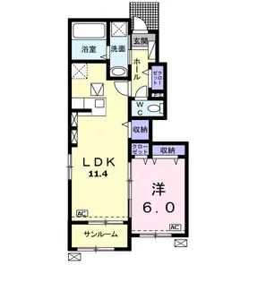 ベル フルーB【1階】の間取り