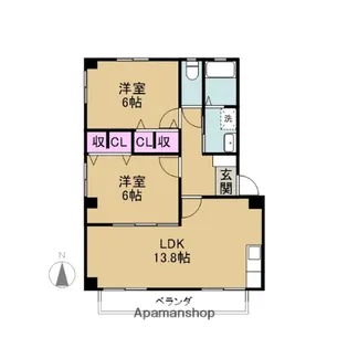 ムーンテラス片山 S館【202号室】の間取り