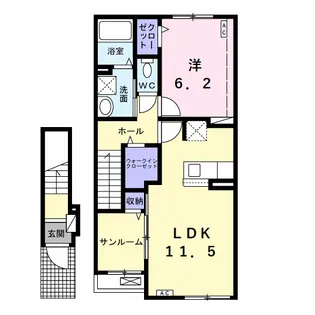 トロワ三本木【2階】の間取り