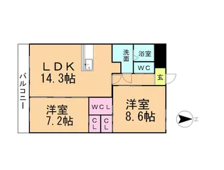リバーズマンション築捨II【1階】の間取り