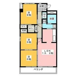 リバーズマンション築捨II【2階】の間取り