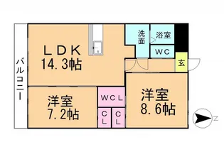 リバーズマンション築捨II【5階】の間取り
