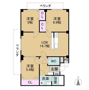 ロイヤル芝原南館【20636号室】の間取り