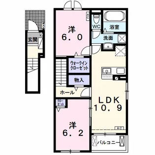 サンライズ ワン A【2階】の間取り