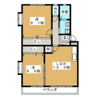 ミノワージュB棟【2階】の間取り