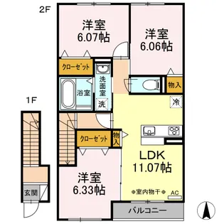 マリアライト【206号室】の間取り