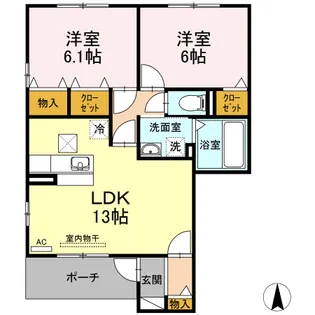 エターナルタウン B【1階】の間取り