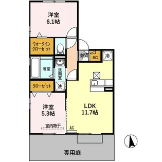ハミングバード羽島【1階】の間取り