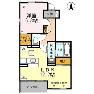 リュ クレール B棟【1階】の間取り