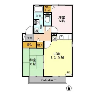 ハイカムールKAWANISI【1階】の間取り