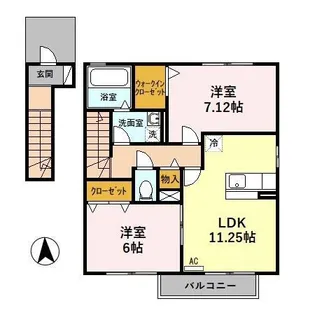 ローズコート337 B【2階】の間取り