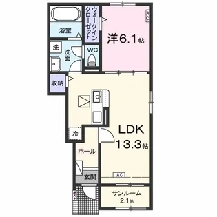 ベルカーナ 幸(コウ)【1階】の間取り