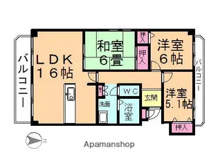 グランサム【201号室】の間取り
