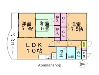 ボヌールメゾンMIKASA【3E号室】の間取り