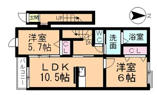 プリムローズA【2階】の間取り