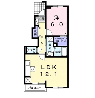 カーサ・レクエルドD【1階】の間取り
