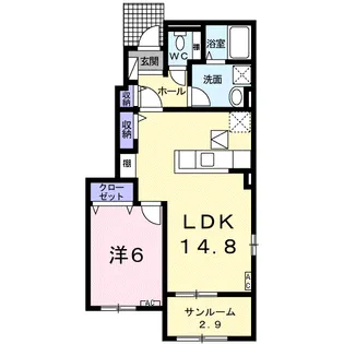 ベルベディアA【1階】の間取り