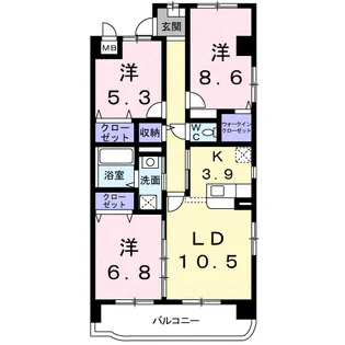 グラシエ【5階】の間取り