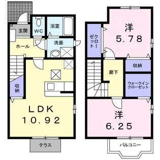 レジデンスリリーA【1階】の間取り