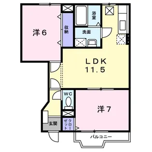 ヴィラ ラルジュ 蘭【1階】の間取り