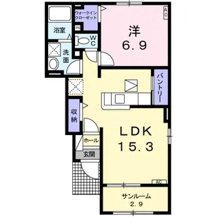 ベルベディアB【1階】の間取り