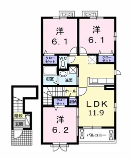 フェリーチェⅡ【2階】の間取り