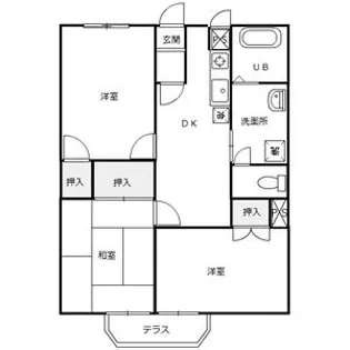サンパレス江崎Ⅰ・Ⅱ【Ⅱ101号室】の間取り