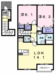 ピクシー・ラビット A【2階】の間取り