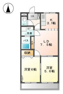 コーポあすかⅠ【2階】の間取り