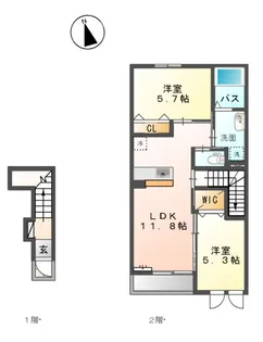 LESCHENTE7(レシェンテ7)【201号室】の間取り