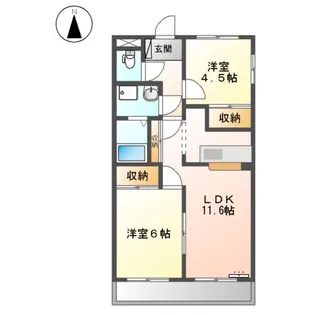 ハイツスイートドリームA【2階】の間取り