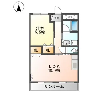 サンハイムアサヒ【1階】の間取り