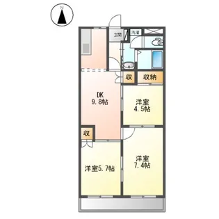 セジュール川部【2階】の間取り