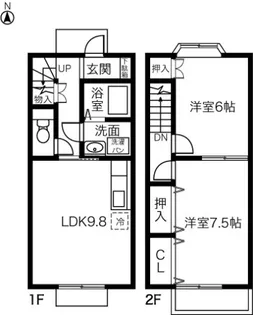 岐阜県本巣郡北方町柱本南2丁目【テラスハウス】の間取り