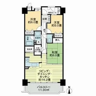 ライオンズガーデン南鏡島【0402号室】の間取り
