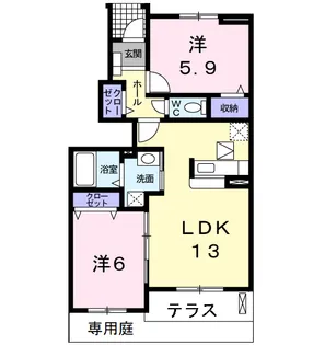 サニーレジデンスB【1階】の間取り