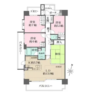 藤和シティホームズ本郷公園南【13階】の間取り