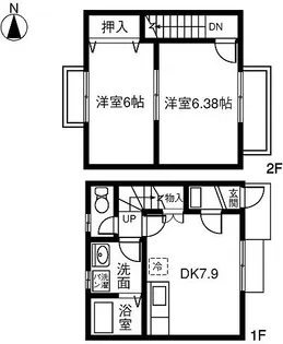 岐阜県羽島郡笠松町北及【テラスハウス】の間取り