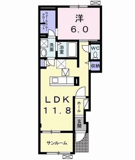 ルナ・ソレイユⅡ【1階】の間取り