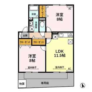 サニーコート仙古 B【1階】の間取り