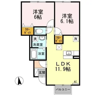 グランモア茜部【1階】の間取り