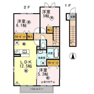 フロール朝日【2階】の間取り