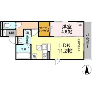 DーROOM六条福寿町【1階】の間取り