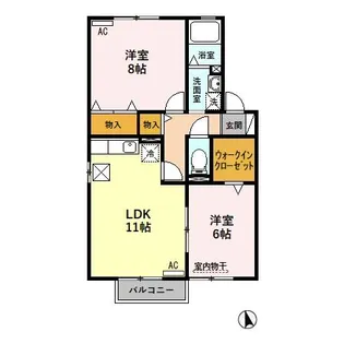 サンパティーク マ メゾン A【102号室】の間取り