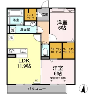 クレシア彩乃【3階】の間取り