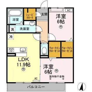 クレシア彩乃【2階】の間取り
