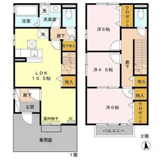 岐阜県各務原市那加信長町1丁目【テラスハウス】の間取り