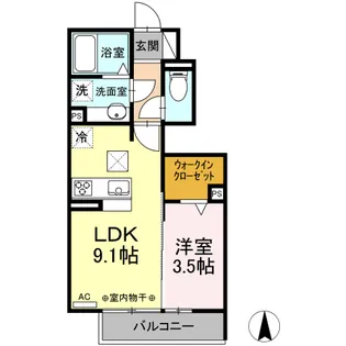 カメリア・ウサ【1階】の間取り