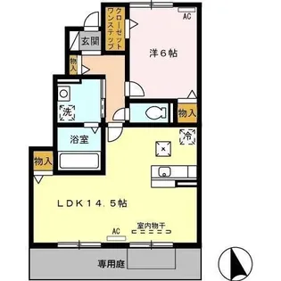 セジュール三松 B【1階】の間取り