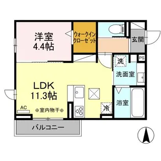 DーROOM茜部中島 A棟【1階】の間取り